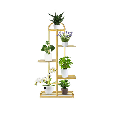 SOGA 5 Tier 6 Pots Gold Metal Plant Stand Flowerpot Display Shelf Rack Indoor Home Office Decor FPOTH13