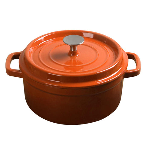 SOGA Cast Iron 24cm Enamel Porcelain Stewpot Casserole Stew Cooking Pot With Lid 3.6L Orange STEWPOT24CMORANGE