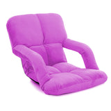 SOGA Foldable Lounge Cushion Adjustable Floor Lazy Recliner Chair with Armrest Purple LOUNGEKIDPURPLE