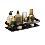 SOGA Black Wall-Mounted Rectangular Bathroom Storage Organiser Space Saving Adhesive Shelf Rack TAN1004