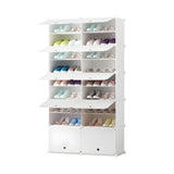 SOGA 9 Tier 2 Column White Shoe Rack Organizer Sneaker Footwear Storage Stackable Stand Cabinet SHOEBOX96