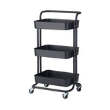 SOGA 3 Tier Steel Black Movable Kitchen Cart Multi-Functional Shelves Portable Storage Organizer KITCHENXY004