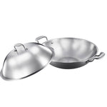 SOGA 3-Ply 42cm Stainless Steel Double Handle Wok Frying Fry Pan Skillet with Lid WOKTRIFPG42