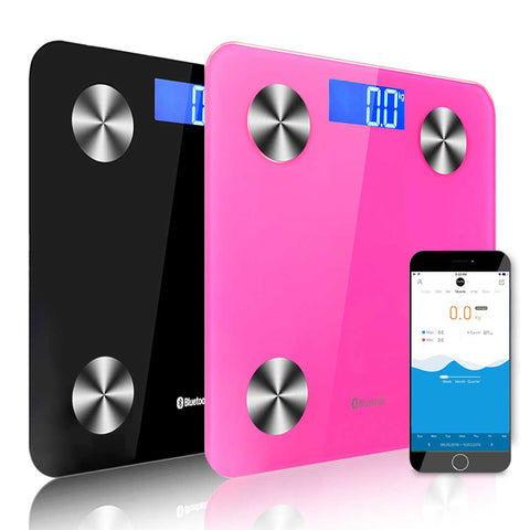 SOGA 2X Wireless Bluetooth Digital Body Fat Scale Bathroom Health Analyser Weight Black/Pink BODYFATSCALEBLUETOOTHBLK-PNK