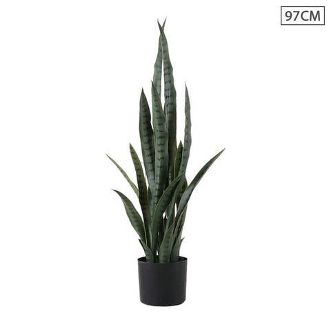 SOGA 97cm Sansevieria Snake Artificial Plants with Black Plastic Planter Greenery, Home Office Decor APLANTFH9712