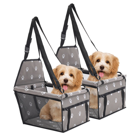 SOGA 2X Waterproof Pet Booster Car Seat Breathable Mesh Safety Travel Portable Dog Carrier Bag Grey CARPETBAG013GREYX2