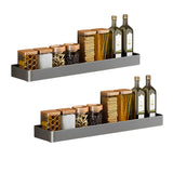 SOGA 2X 32cm Black Wall-Mounted Rectangular Kitchen Spice Storage Organiser Space Saving Condiments TAN1020X2