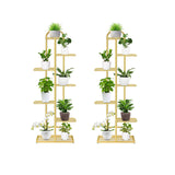 SOGA 2X 7 Tier 8 Pots Gold Metal Plant Stand Flowerpot Display Shelf Rack Indoor Home Office Decor FPOTH15X2