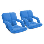 SOGA 2X Foldable Lounge Cushion Adjustable Floor Lazy Recliner Chair with Armrest Blue LOUNGEKIDBLUEX2