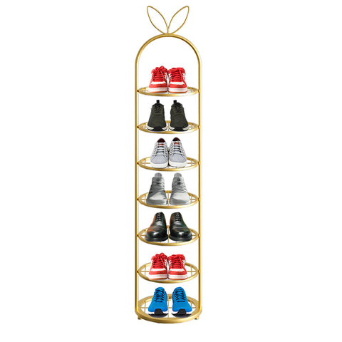 SOGA 7 Tier Bunny Ears Shape Gold Plated Metal Shoe Organizer Space Saving Portable Footwear Storage FPOTXJ0991