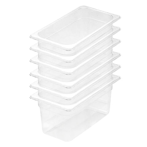 SOGA 150mm Clear Gastronorm GN Pan 1/3 Food Tray Storage Bundle of 6 VICPANS1423X6