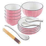 SOGA Pink Japanese Style Ceramic Dinnerware Crockery Soup Bowl Plate Server Kitchen Home Decor Set BOWLG116