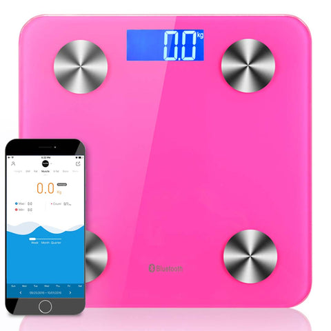 SOGA Wireless Bluetooth Digital Body Fat Scale Bathroom Health Analyser Weight Pink BODYFATSCALEBLUETOOTHPINK