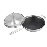 SOGA 18/10 Stainless Steel Fry Pan 34cm Frying Pan Top Grade Textured Non Stick Interior Skillet TRIFPS34