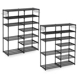 SOGA 2X 12-Shelf Tier Shoe Storage Shelf Space-Saving Caddy Rack Organiser with Side Hooks Black RACK0001X2