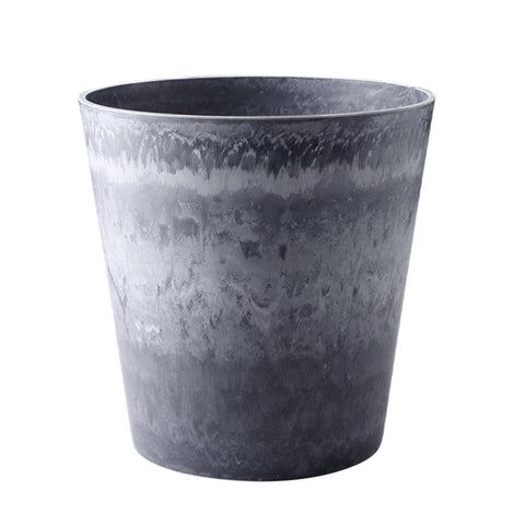 SOGA 37cm Weathered Grey Round Resin Plant Flower Pot in Cement Pattern Planter Cachepot for Indoor FPOTE3714