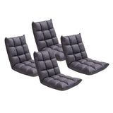 SOGA 4X Grey Lounge Floor Recliner Adjustable Gaming Sofa Bed Foldable Indoor Outdoor Backrest Seat LOUNGED1459X4