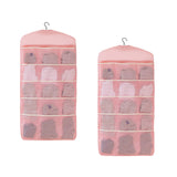 SOGA 2X Pink Double Sided Hanging Storage Bag Underwear Bra Socks Mesh Pocket Hanger Home Organiser SBOX26PNKX2