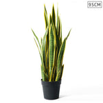 SOGA 95cm Artificial Indoor Yellow Edge Tiger Piran Fake Decoration Tree Flower Pot Plant APLANTFH0105Y