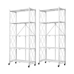 SOGA 2X 5 Tier Steel White Foldable Kitchen Cart Multi-Functional Shelves Portable Storage Organizer KITCHENXY003WHTX2