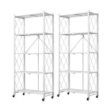 SOGA 2X 5 Tier Steel White Foldable Kitchen Cart Multi-Functional Shelves Portable Storage Organizer KITCHENXY003WHTX2