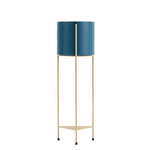 SOGA 2 Layer 65cm Gold Metal Plant Stand with Blue Flower Pot Holder Corner Shelving Rack Indoor FPOTH65BLU