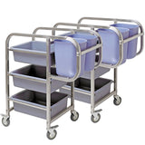 SOGA 2X 3 Tier Food Trolley Food Waste Cart Five Buckets Kitchen Food Utility 82x43x92cm Square FOODCART1213X2