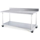 SOGA 80cm Commercial Catering Kitchen Stainless Steel Prep Work Bench Table with Backsplash and WORKBENCHSS800180CM