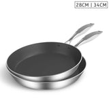 SOGA Stainless Steel Fry Pan 28cm 34cm Frying Pan Induction Non Stick Interior FRYPANNS2872-2875