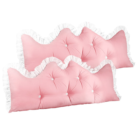 SOGA 2X 180cm Pink Princess Bed Pillow Headboard Backrest Bedside Tatami Sofa Cushion with Ruffle PILLOWSLK180PINKX2