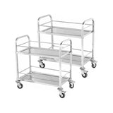 SOGA 2X 2 Tier 95x50x95cm Stainless Steel Drink Wine Food Utility Cart Large FOODCART1204X2