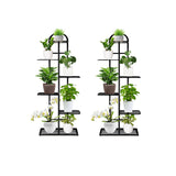 SOGA 2X 6 Tier 7 Pots Black Metal Plant Stand Flowerpot Display Shelf Rack Indoor Home Office Decor FPOTH04X2