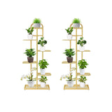 SOGA 2X 6 Tier 7 Pots Gold Metal Plant Stand Flowerpot Display Shelf Rack Indoor Home Office Decor FPOTH14X2