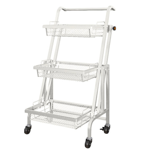 SOGA 3 Tier Steel White Adjustable Kitchen Cart Multi-Functional Shelves Portable Storage Organizer KITCHENXY033