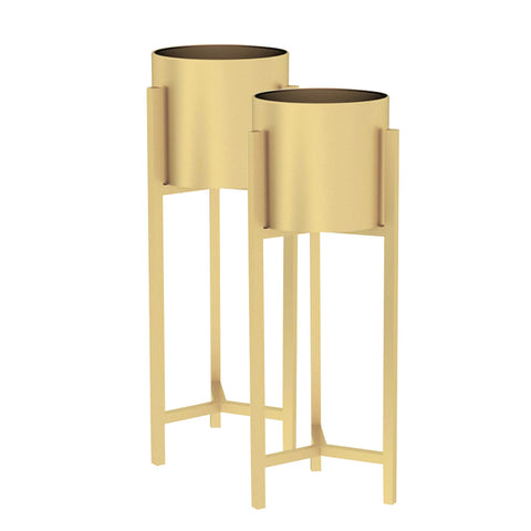 SOGA 2X 60cm Gold Metal Plant Stand with Flower Pot Holder Corner Shelving Rack Indoor Display FPOTH62GLDX2