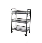 SOGA 3 Tier Steel Black Bee Mesh Kitchen Cart Multi-Functional Shelves Portable Storage Organizer KITCHENXY036