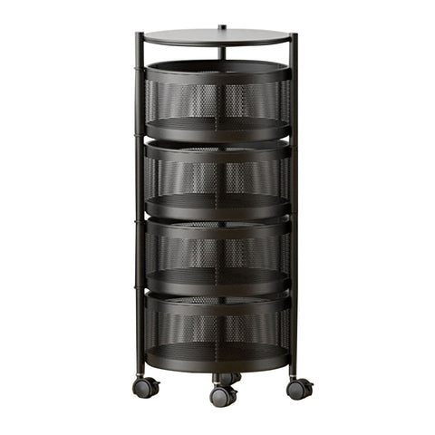 SOGA 4 Tier Steel Round Rotating Kitchen Cart Multi-Functional Shelves Portable Storage Organizer KITCHENXY016