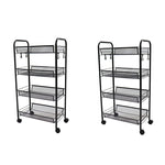 SOGA 2X 4 Tier Steel Black Bee Mesh Kitchen Cart Multi-Functional Shelves Portable Storage Organizer KITCHENXY037X2