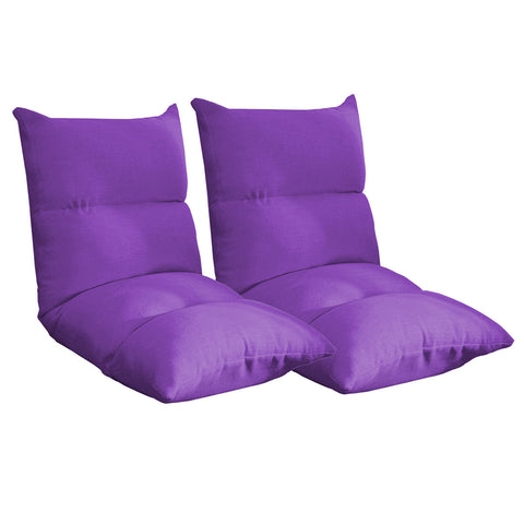 SOGA 2X Lounge Floor Recliner Adjustable Lazy Sofa Bed Folding Game Chair Purple LOUNGEFABRICPURPLEX2