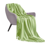 SOGA Green Acrylic Knitted Throw Blanket Solid Fringed Warm Cozy Woven Cover Couch Bed Sofa Home BLANKET913