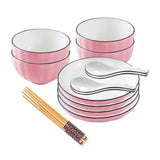 SOGA Pink Japanese Style Ceramic Dinnerware Crockery Soup Bowl Plate Server Kitchen Home Decor Set BOWLG114