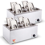 SOGA 2X Stainless Steel 4 X 1/2 GN Pan Electric Bain-Marie Food Warmer with Lid FOODWARMER742X2