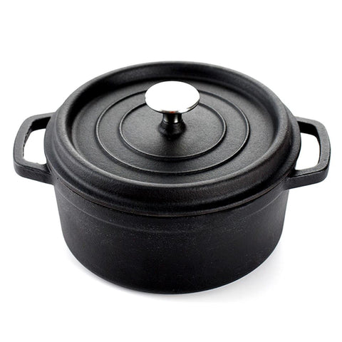 SOGA Cast Iron 24cm Stewpot Casserole Stew Cooking Pot With Lid 3.6L Black STEWPOT24CMBLACK