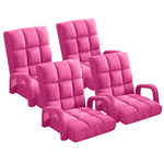 SOGA 4X Foldable Lounge Cushion Adjustable Floor Lazy Recliner Chair with Armrest Pink LOUNGEARMPINKX4