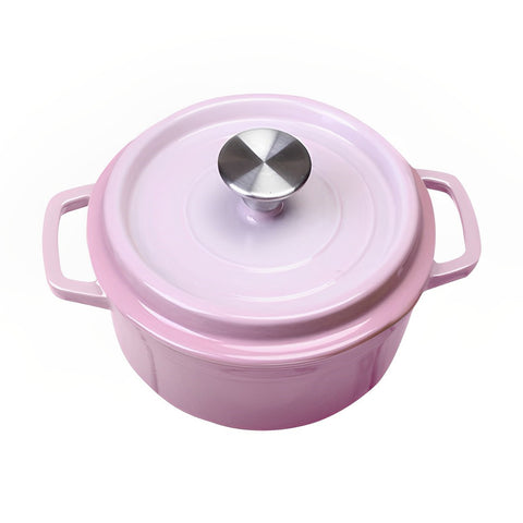 SOGA 22cm Pink Cast Iron Ceramic Stewpot Casserole Stew Cooking Pot With Lid STEWPOT3022