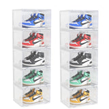 SOGA 2X 5 Tier Transparent Portable Shoe Organiser Sneaker Footwear Folding Plastic Bin Stackable SHOEA9005WHTX2