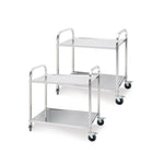 SOGA 2X 2 Tier 85x45x90cm Stainless Steel Kitchen Dining Food Cart Trolley Utility Medium FOODCART1005X2