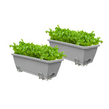 SOGA 49.5cm Gray Rectangular Planter Vegetable Herb Flower Outdoor Plastic Box with Holder Balcony PLANTBOX2H