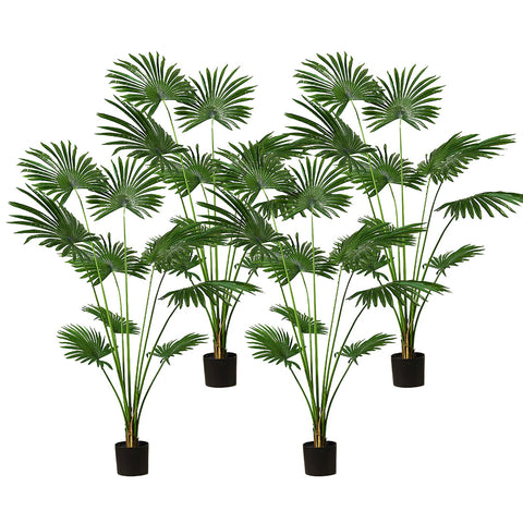 SOGA 4X 180cm Artificial Natural Green Fan Palm Tree Fake Tropical Indoor Plant Home Office Decor APLANTSKS18010X4