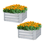 SOGA 2X 60cm Square Galvanised Raised Garden Bed Vegetable Herb Flower Outdoor Planter Box METALBSIL515X2